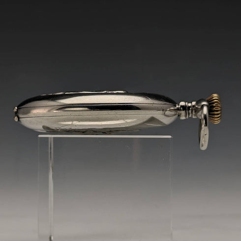 アンティーク スイスGLOBE 懐中時計 浮彫彫刻 銀側ハンターケース 動作良好